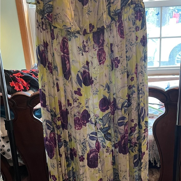 Floral Strapless Dress in Purple and Green - Picture 8 of 10